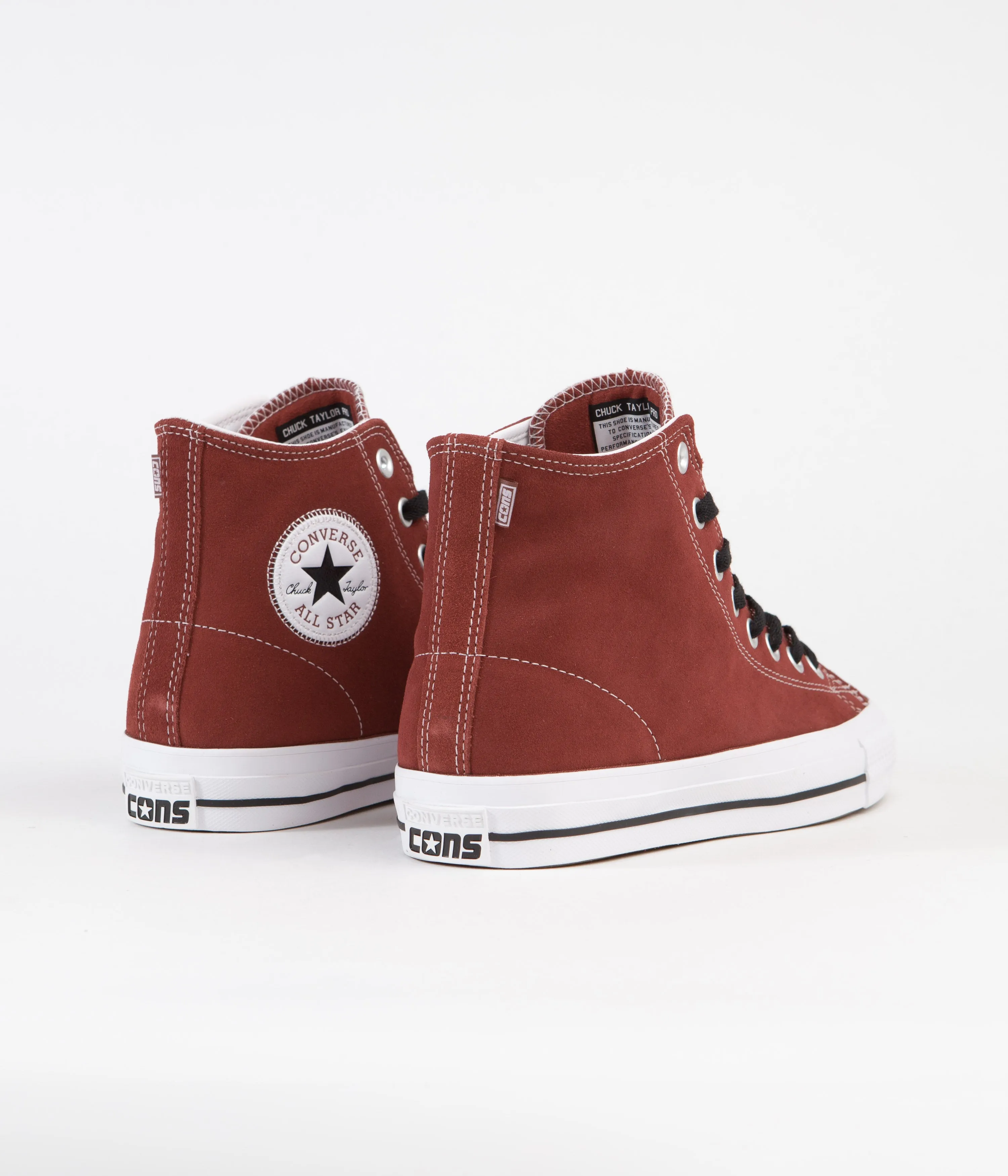 Converse CTAS Pro Suede Hi Shoes - Dark Terracotta / Black / White