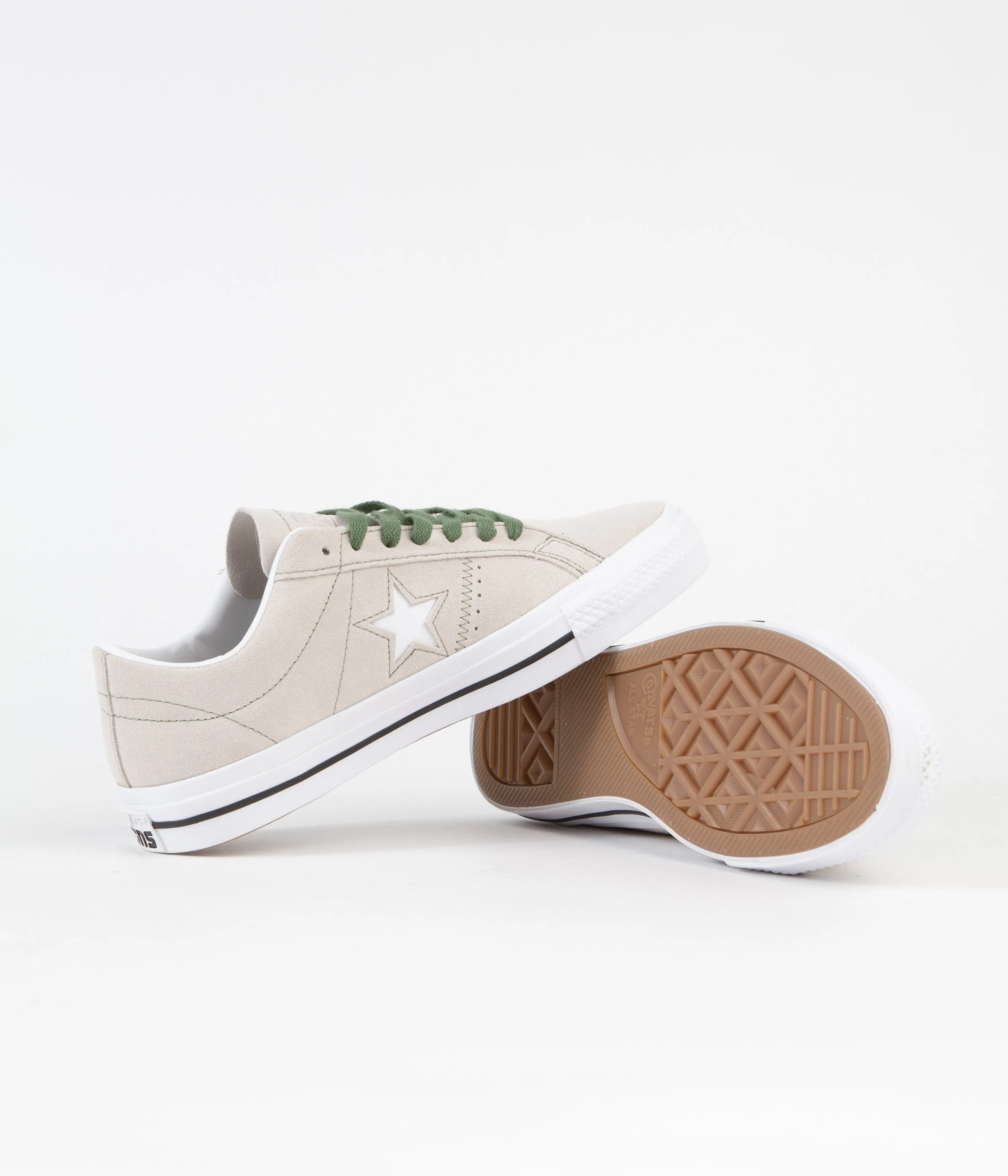 Converse One Star Pro Suede Ox Shoes - Desert Sand / Treeline / White