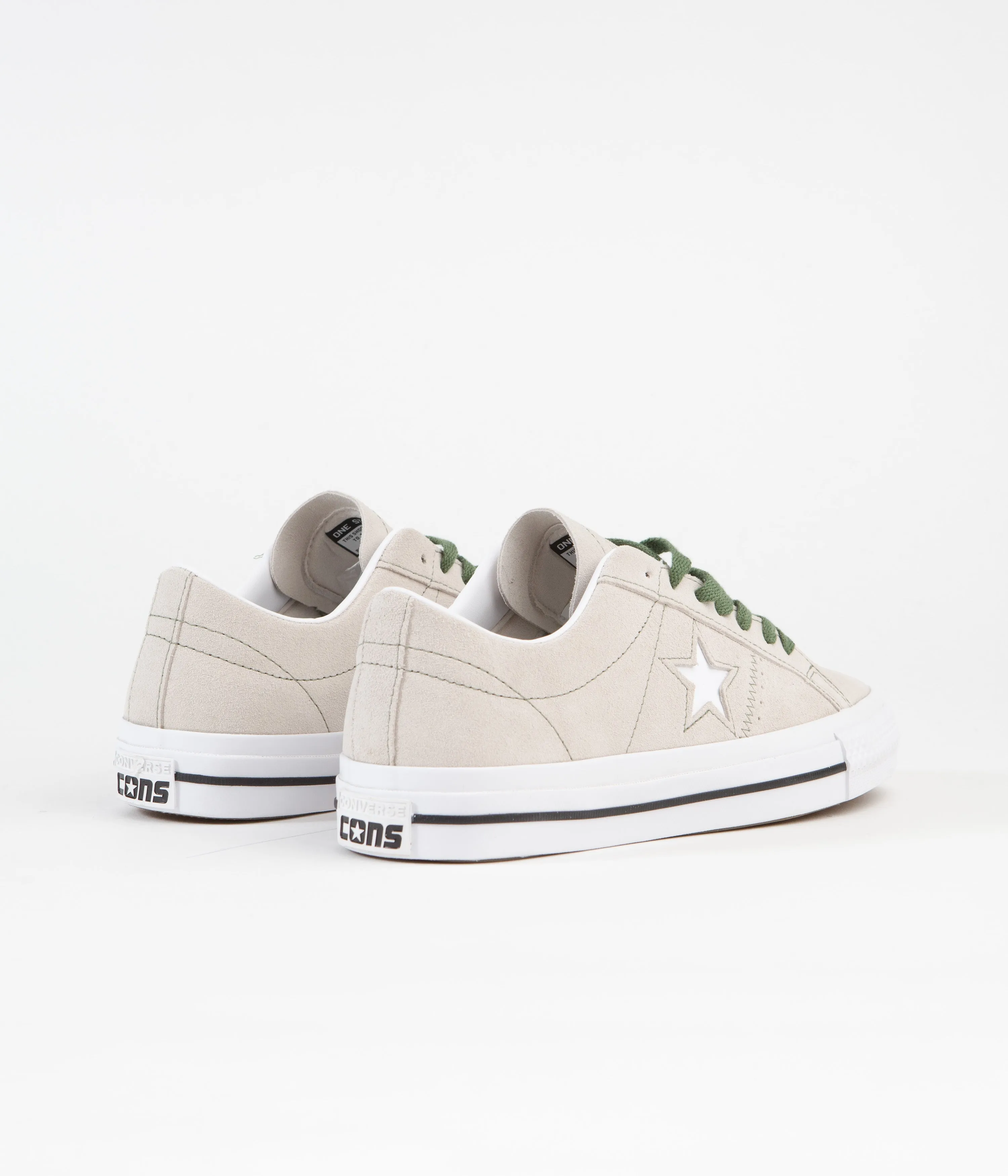 Converse One Star Pro Suede Ox Shoes - Desert Sand / Treeline / White