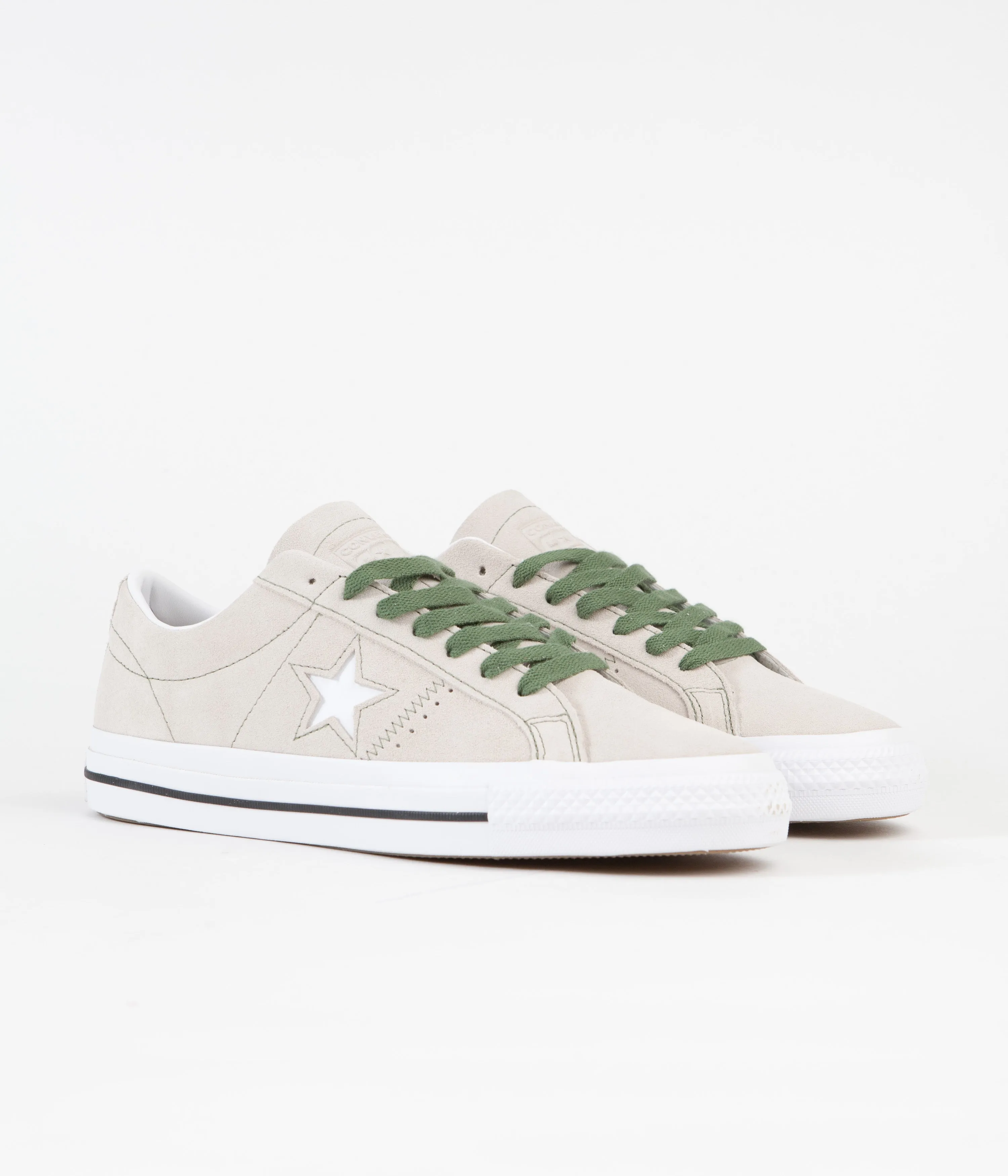 Converse One Star Pro Suede Ox Shoes - Desert Sand / Treeline / White