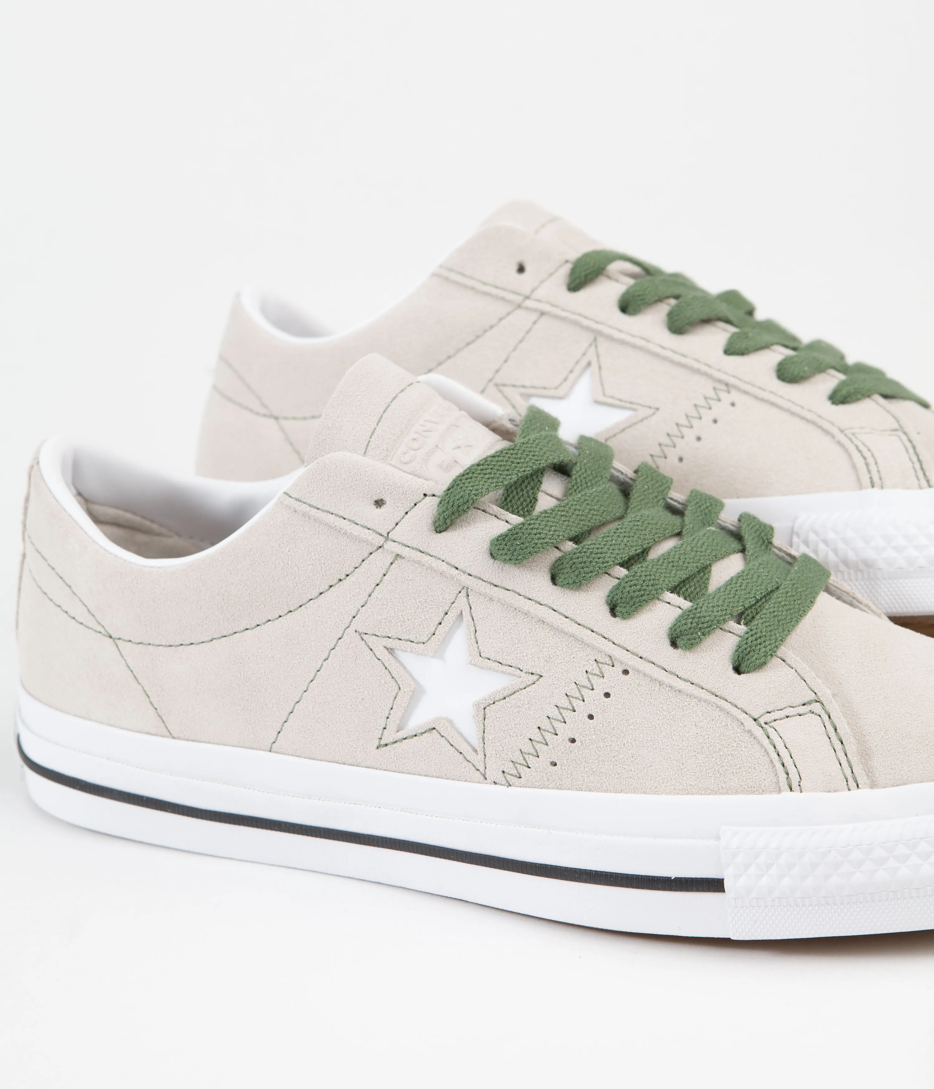 Converse One Star Pro Suede Ox Shoes - Desert Sand / Treeline / White