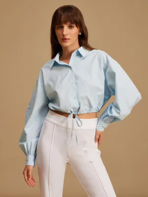 Cropped Shirt With Draw String Detail At Waist