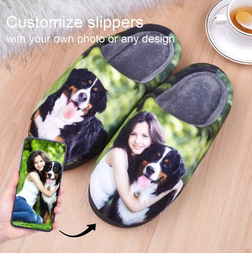 Custom Photo Slippers - Personalized Slippers Gift - Home Shoes for your Company, Event or Wedding - Custom Slides Design Your Own Flipflops