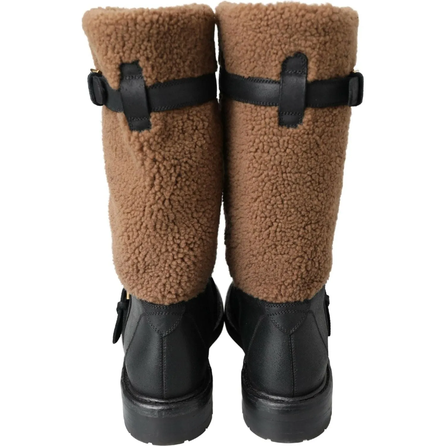 Dolce & Gabbana Black Shearling Leather Long Boots