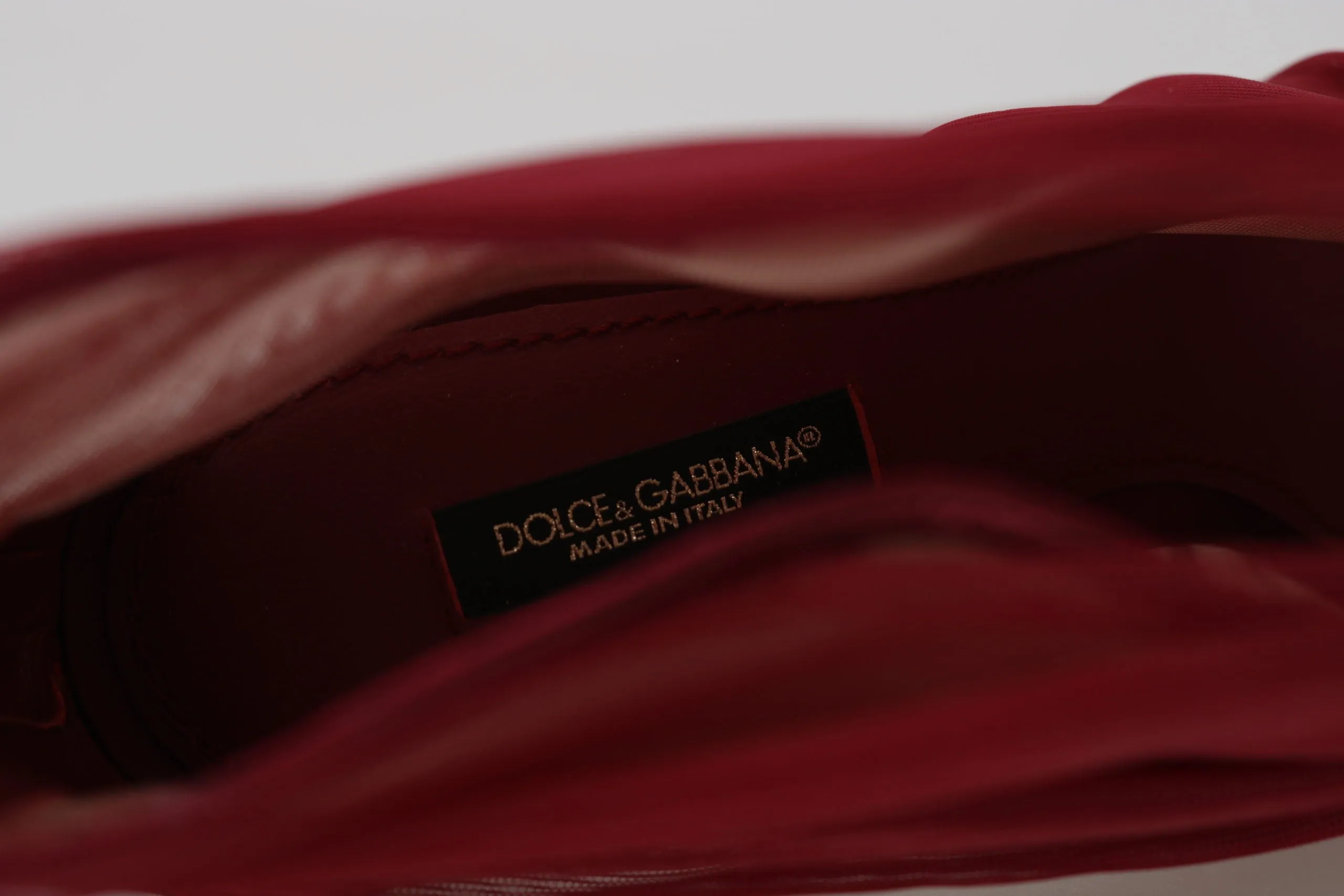 Dolce & Gabbana Red Tulle Ankle Boots Stiletto Heels Shoes