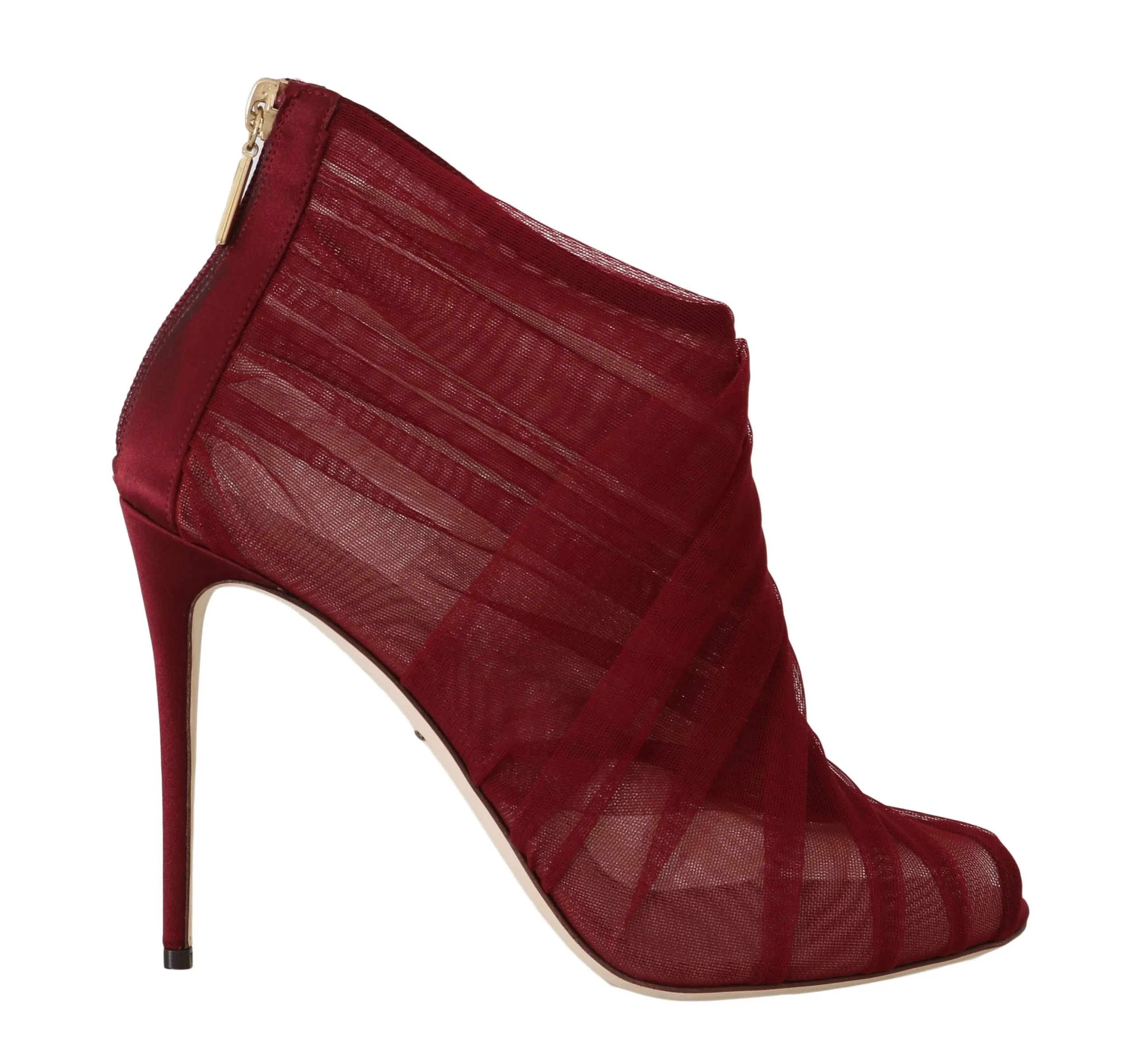 Dolce & Gabbana Red Tulle Ankle Boots Stiletto Heels Shoes