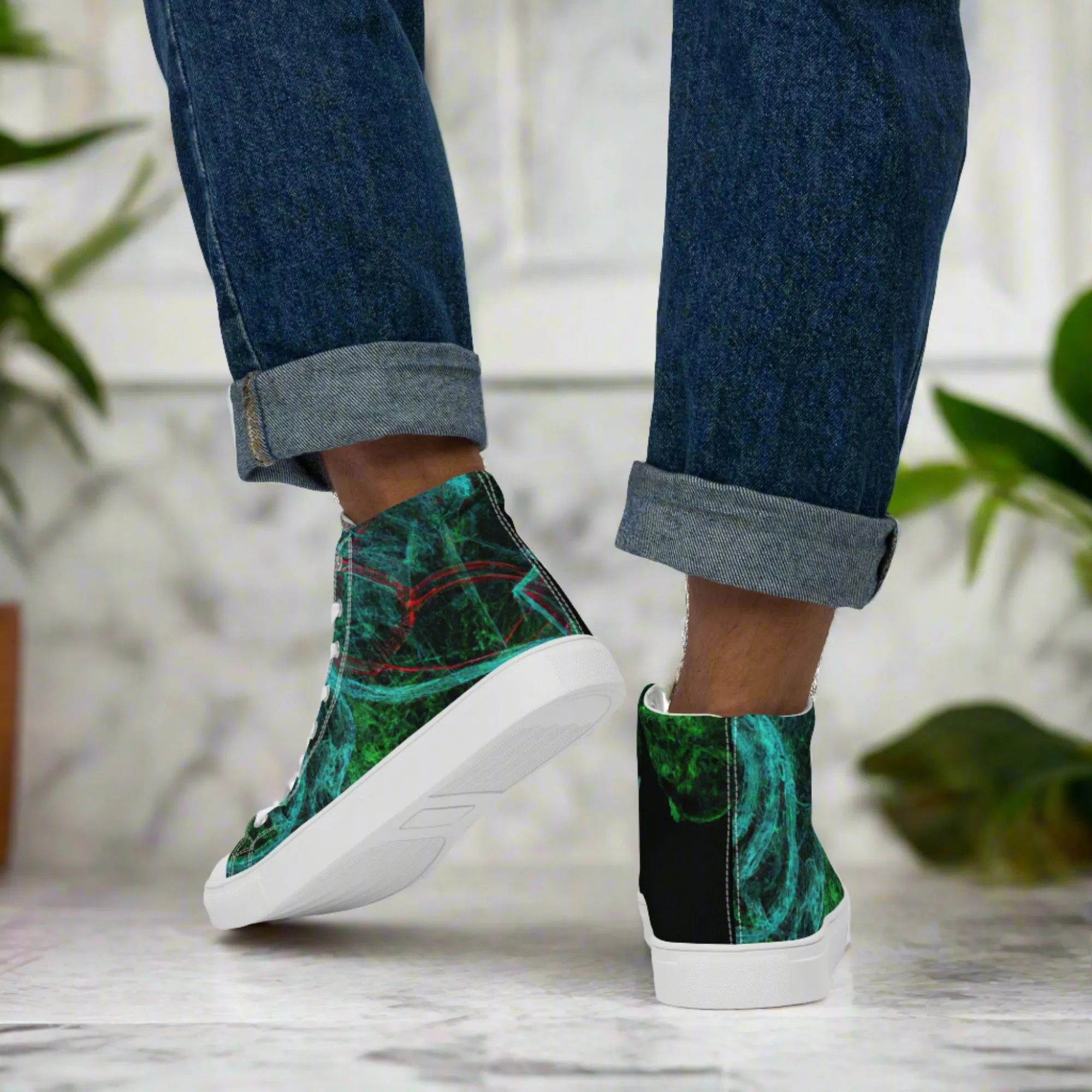 Elevate Your Style: Unique Dark Green Abstract High Tops | Limited Edition