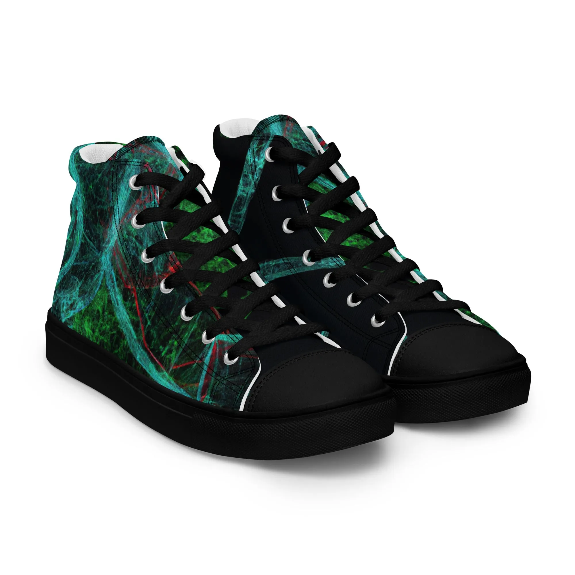 Elevate Your Style: Unique Dark Green Abstract High Tops | Limited Edition