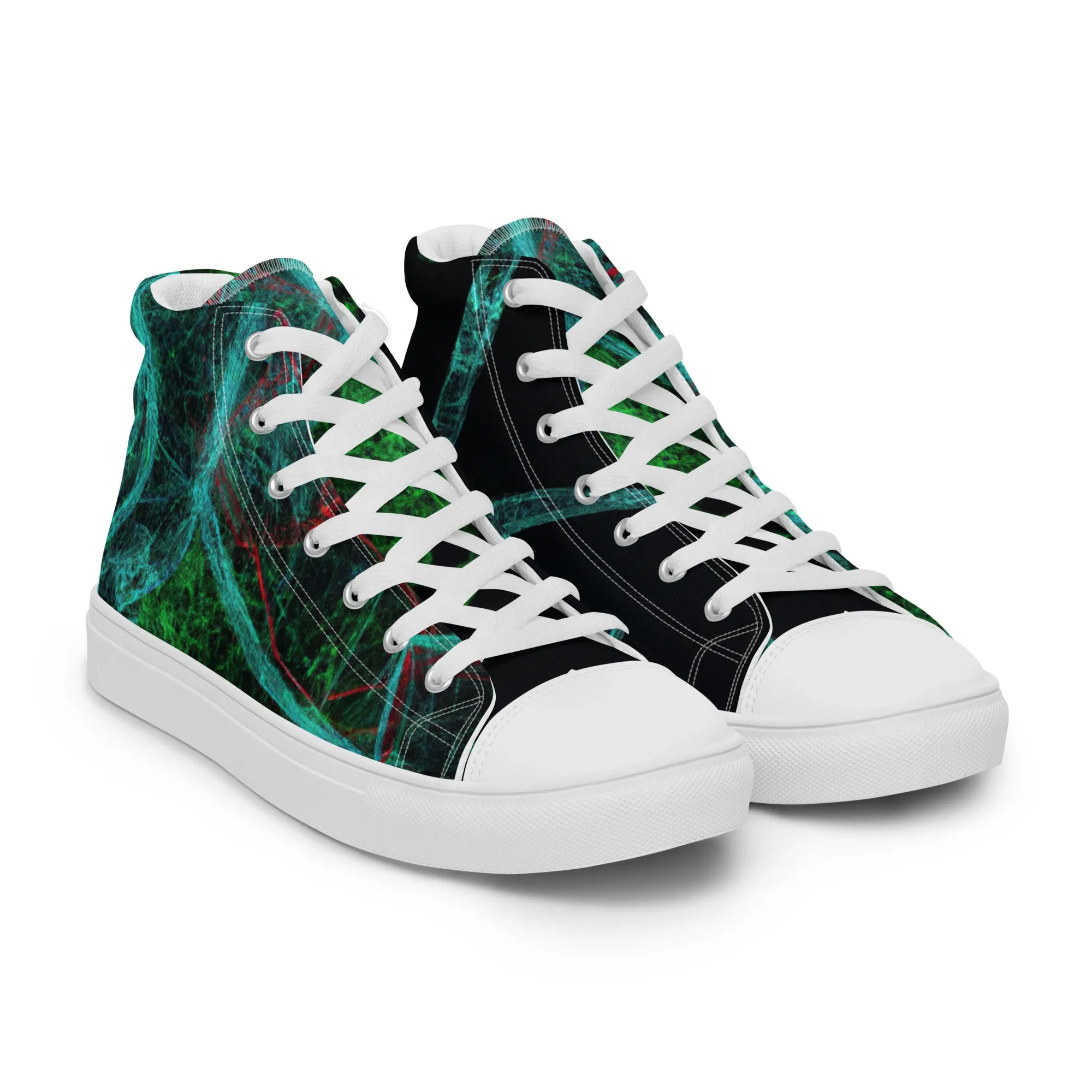 Elevate Your Style: Unique Dark Green Abstract High Tops | Limited Edition