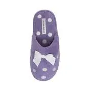 Embroidered Dot Purple Slipper with Bow