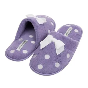 Embroidered Dot Purple Slipper with Bow