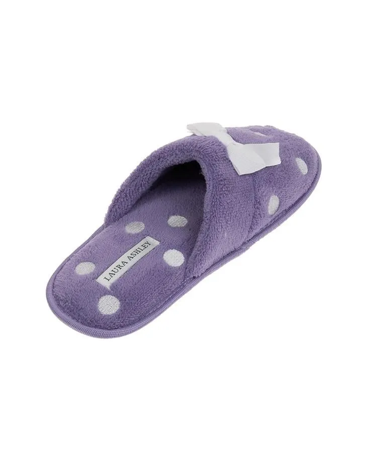 Embroidered Dot Purple Slipper with Bow