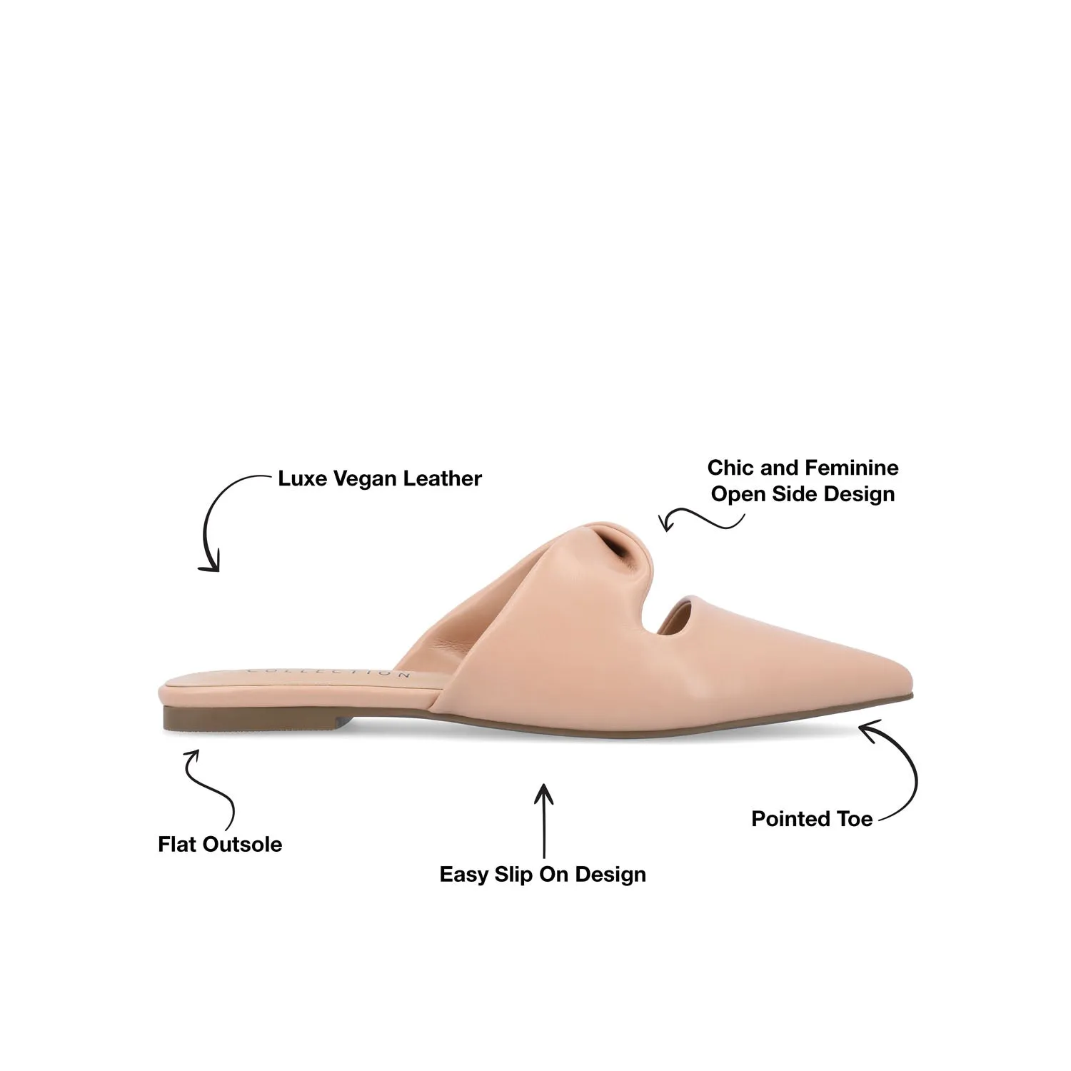 ENNISS MULE FLATS IN FAUX LEATHER