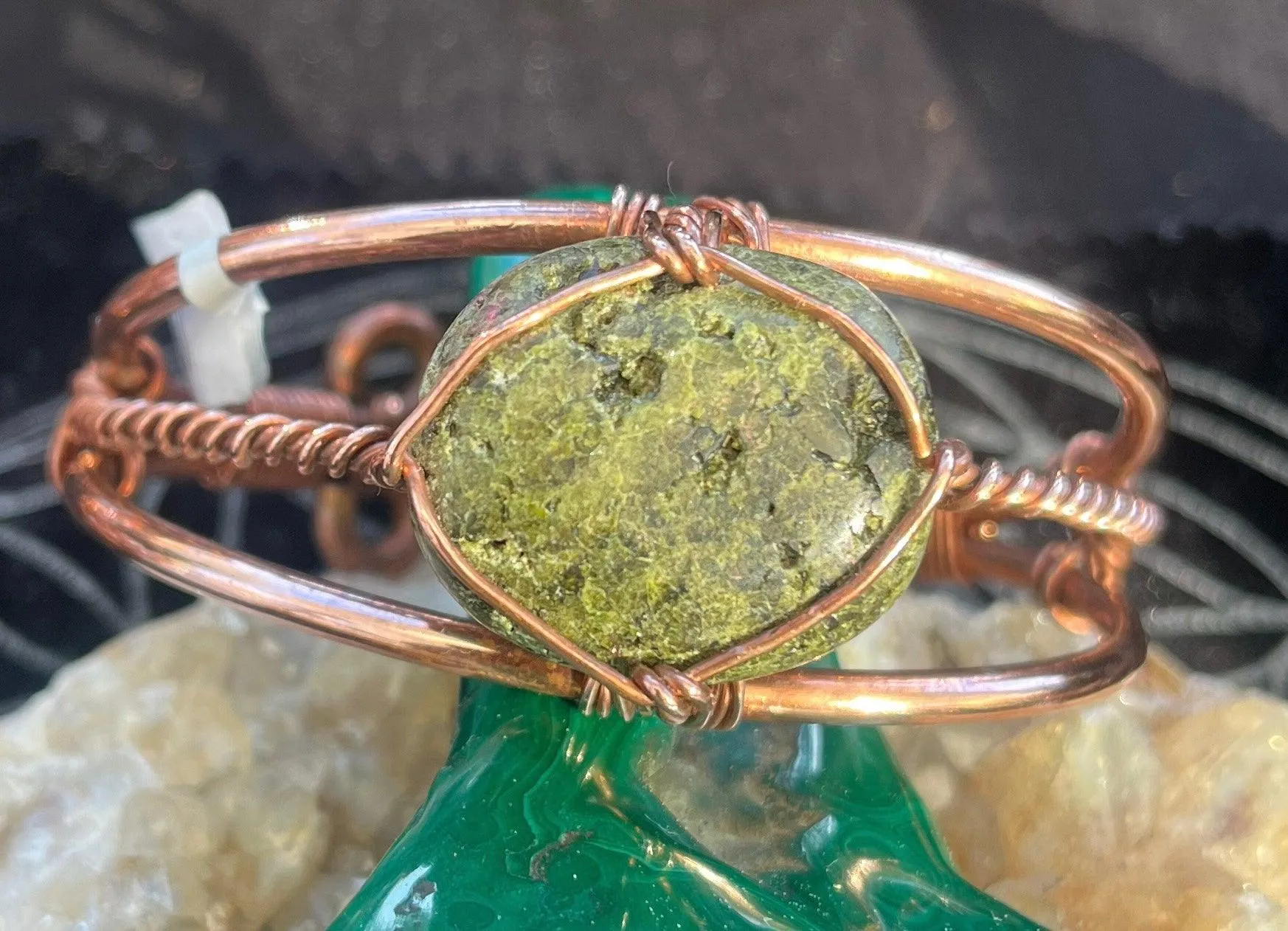 Epidote Copper Bracelet Wirewrapped