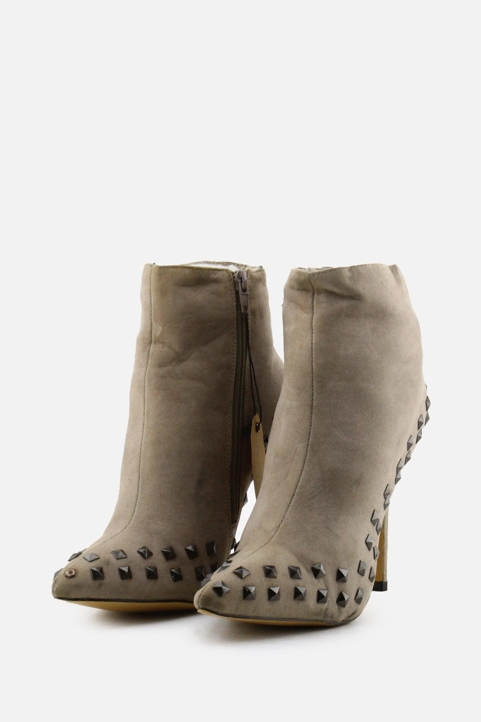 European Brand Zipper Stilettos Ankle Boots | Suede