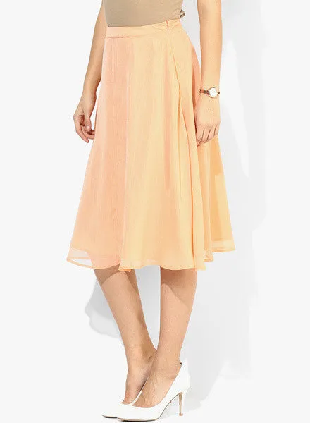 Femella Peach Semi Flared Skirt