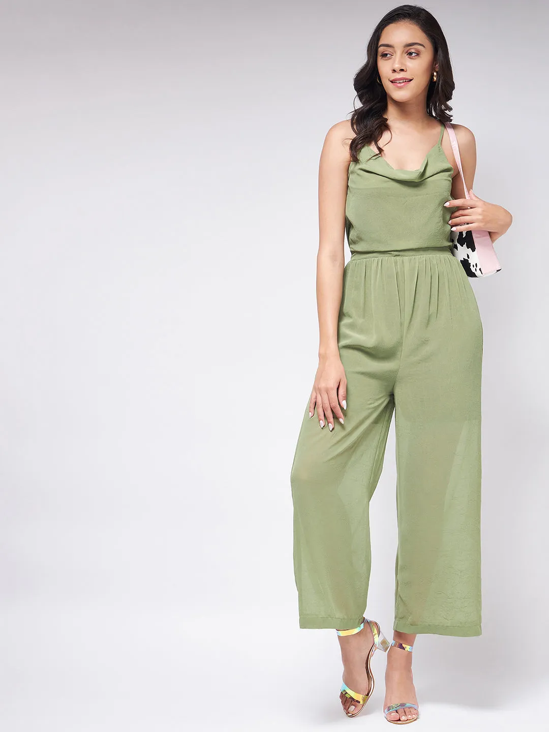 Flaunt Yourself With Solid Cowl Neckline Jumpsuit