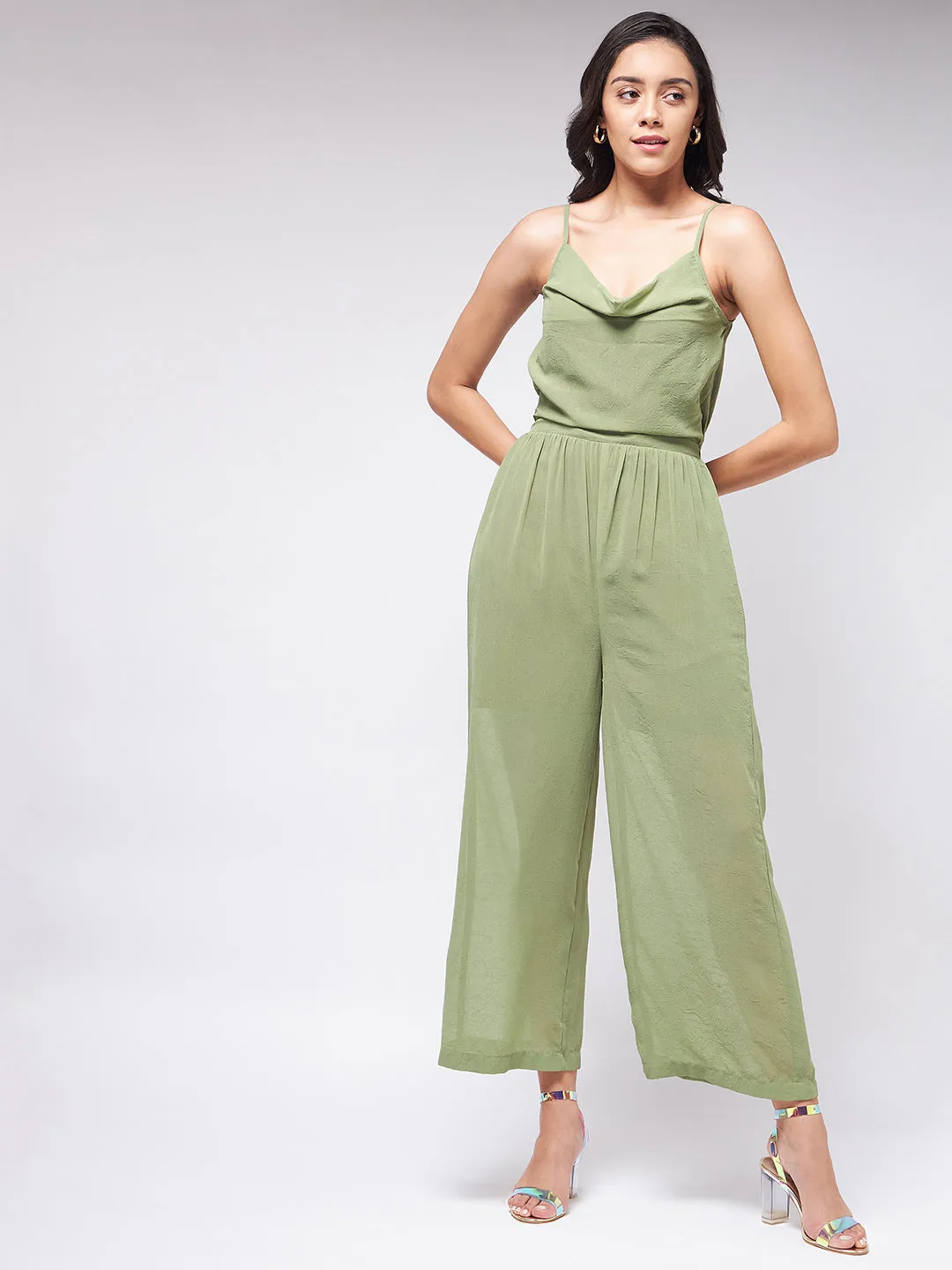 Flaunt Yourself With Solid Cowl Neckline Jumpsuit