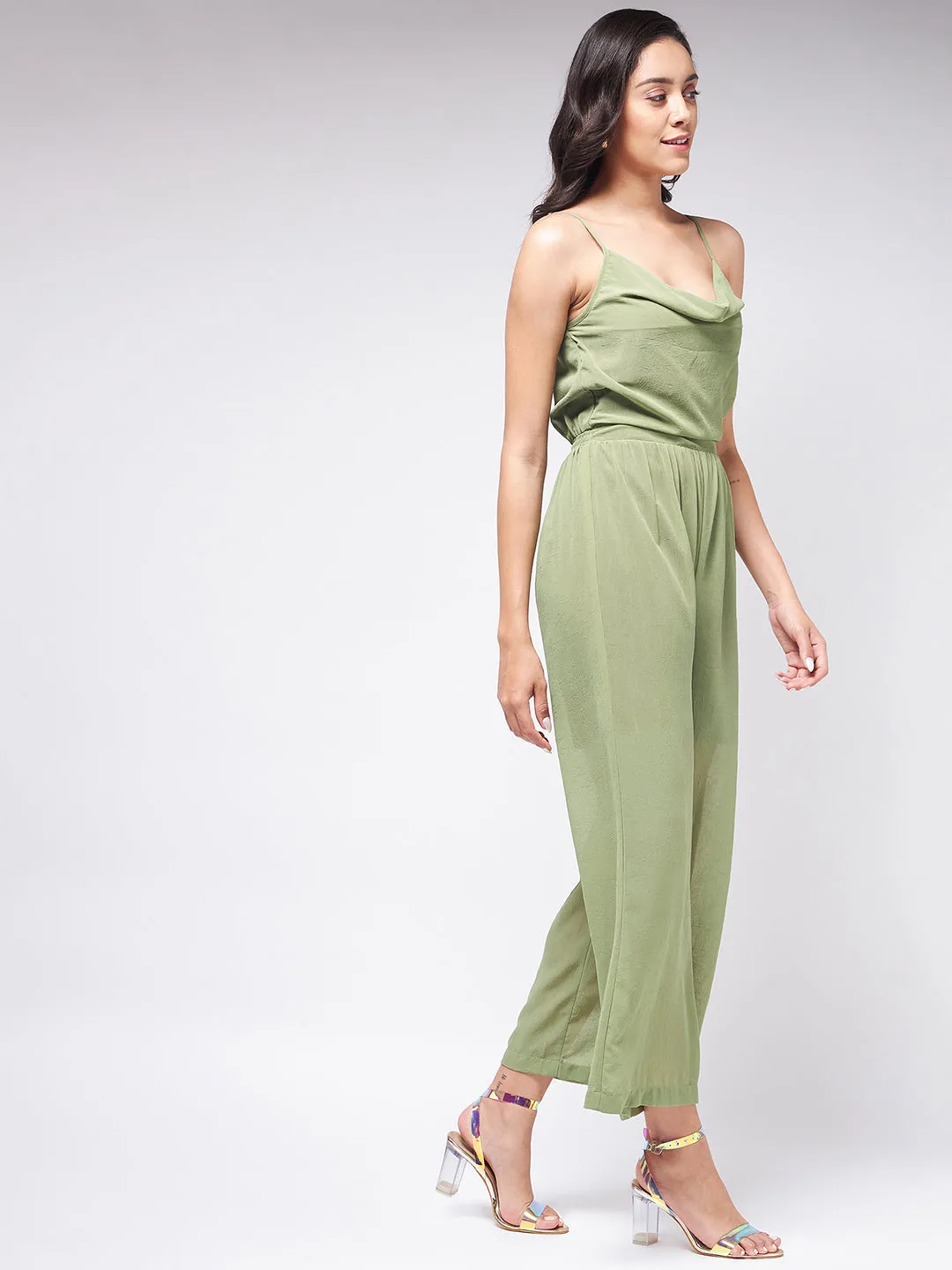 Flaunt Yourself With Solid Cowl Neckline Jumpsuit