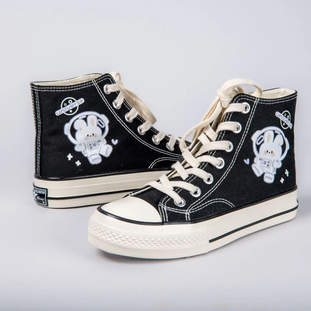 Flying Space Bunny High Top Canvas Shoes - Unisex