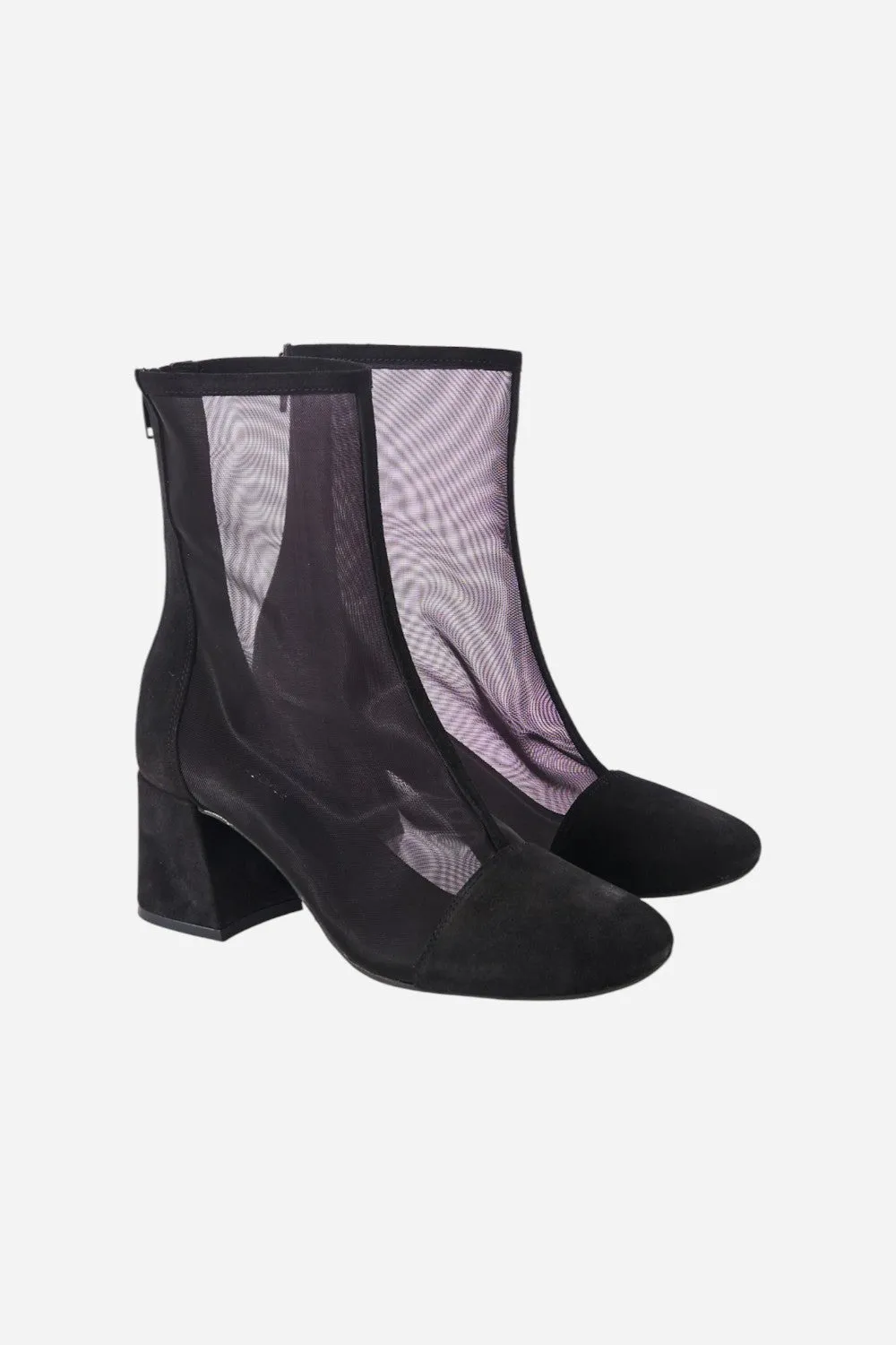 Free People Shoes Wisteria Mesh Boots in Black Suede