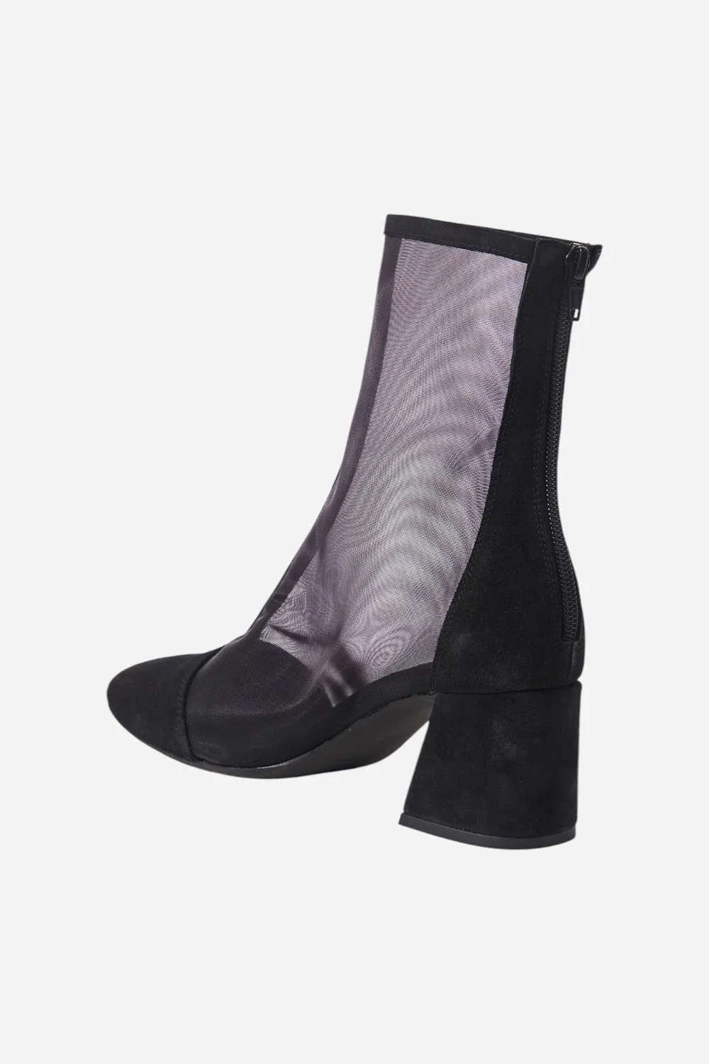 Free People Shoes Wisteria Mesh Boots in Black Suede