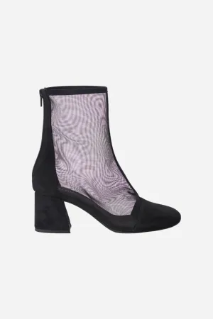 Free People Shoes Wisteria Mesh Boots in Black Suede