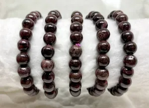 Garnet Bracelet | Round Beaded Crystal Bracelet