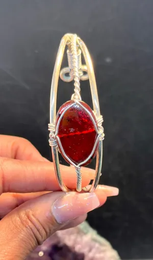 Garnet Sterling Silver Wirewrapped Bracelet