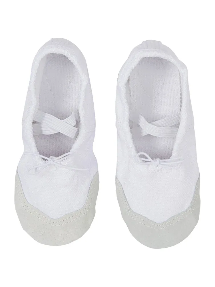 Girls White Elastic Strap Rounded Toe Stylish Ballet Shoes 11-1 Kids