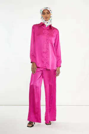 Glamorous Modest Fuchsia Button Front Shirt