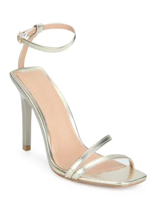 Gold Metallic Strappy Ankle Strap Stilettos