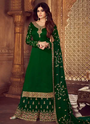 Green All Over Traditional Embroidered Palazzo Suit