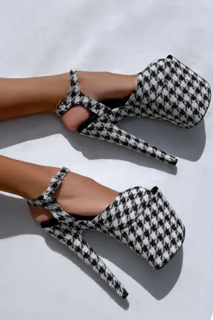 Hella Heels 8inch Stilettos - Houndstooth