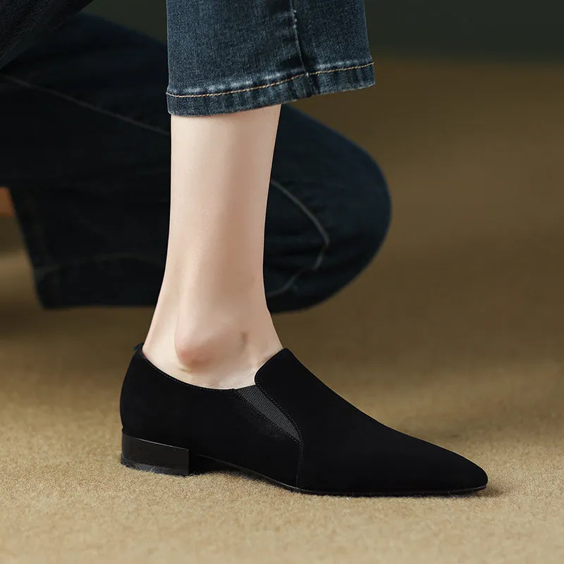 Jovie Pointed Toe Black Suede Flats