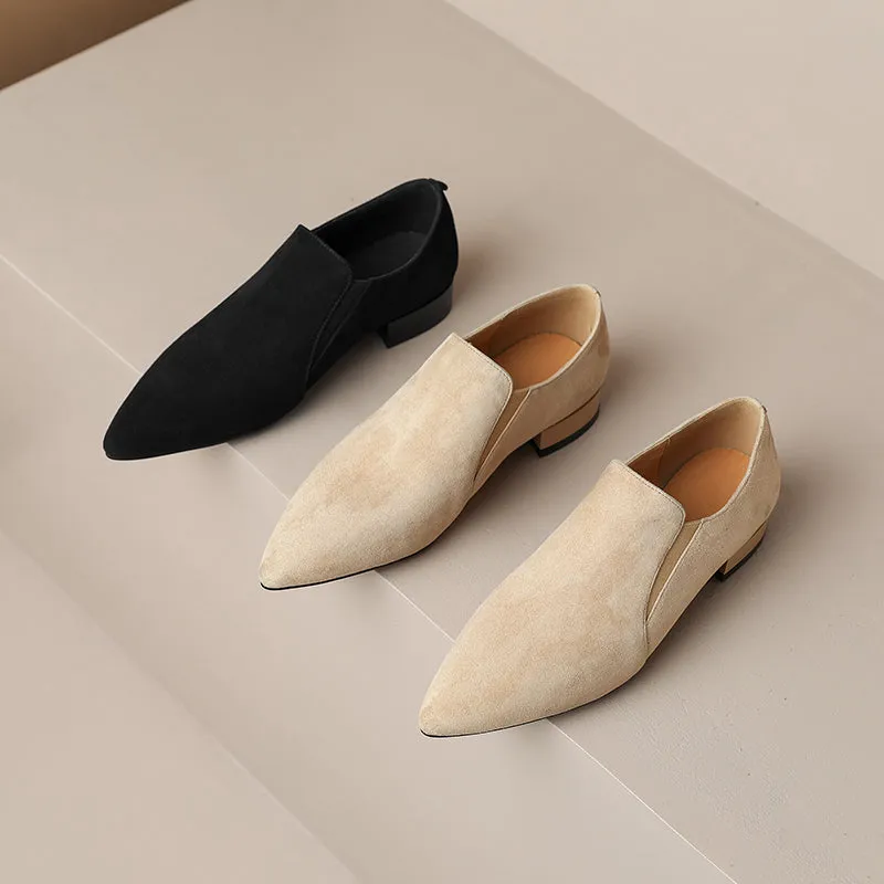 Jovie Pointed Toe Black Suede Flats