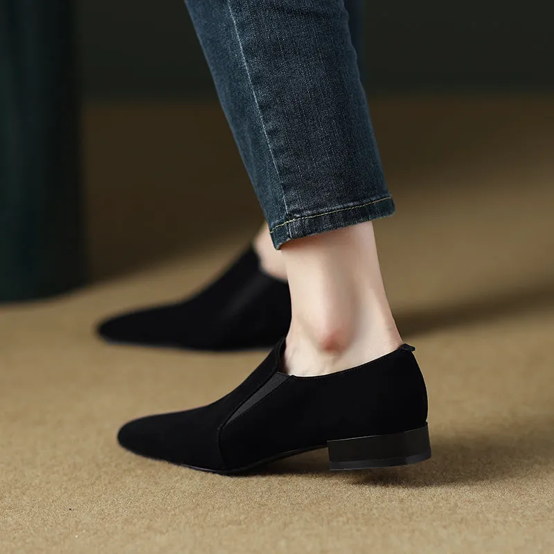 Jovie Pointed Toe Black Suede Flats