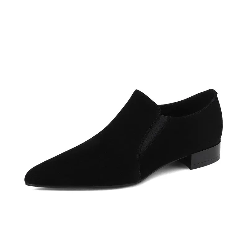 Jovie Pointed Toe Black Suede Flats