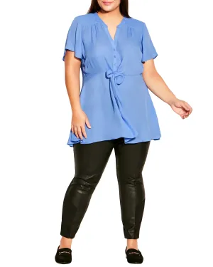 June Button Up Peplum Tunic | Cornflower Blue