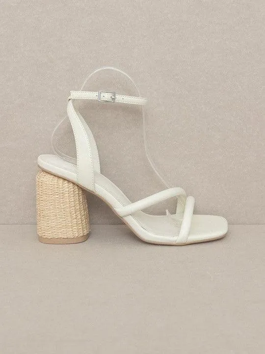 Just Beachy Strappy Raffia Mule Heels