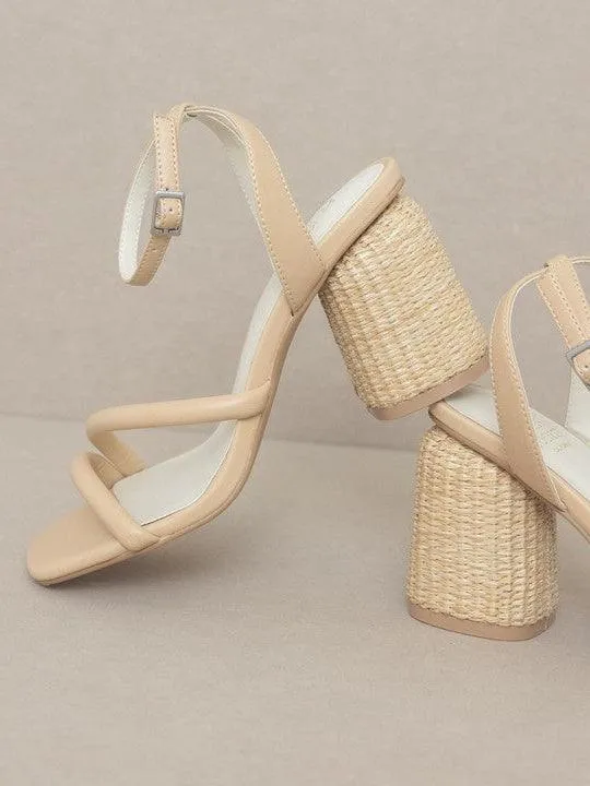 Just Beachy Strappy Raffia Mule Heels