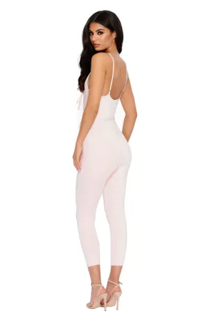 Key To My Heart Strappy Cropped Keyhole Jumpsuit in Blush