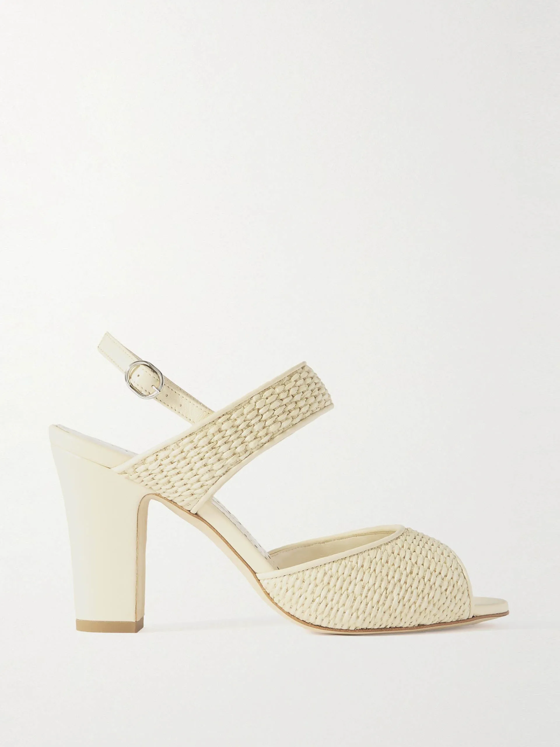 Khiko 90 leather-trimmed raffia sandals