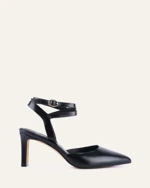 KHLOE MID HEELS BLACK LEATHER