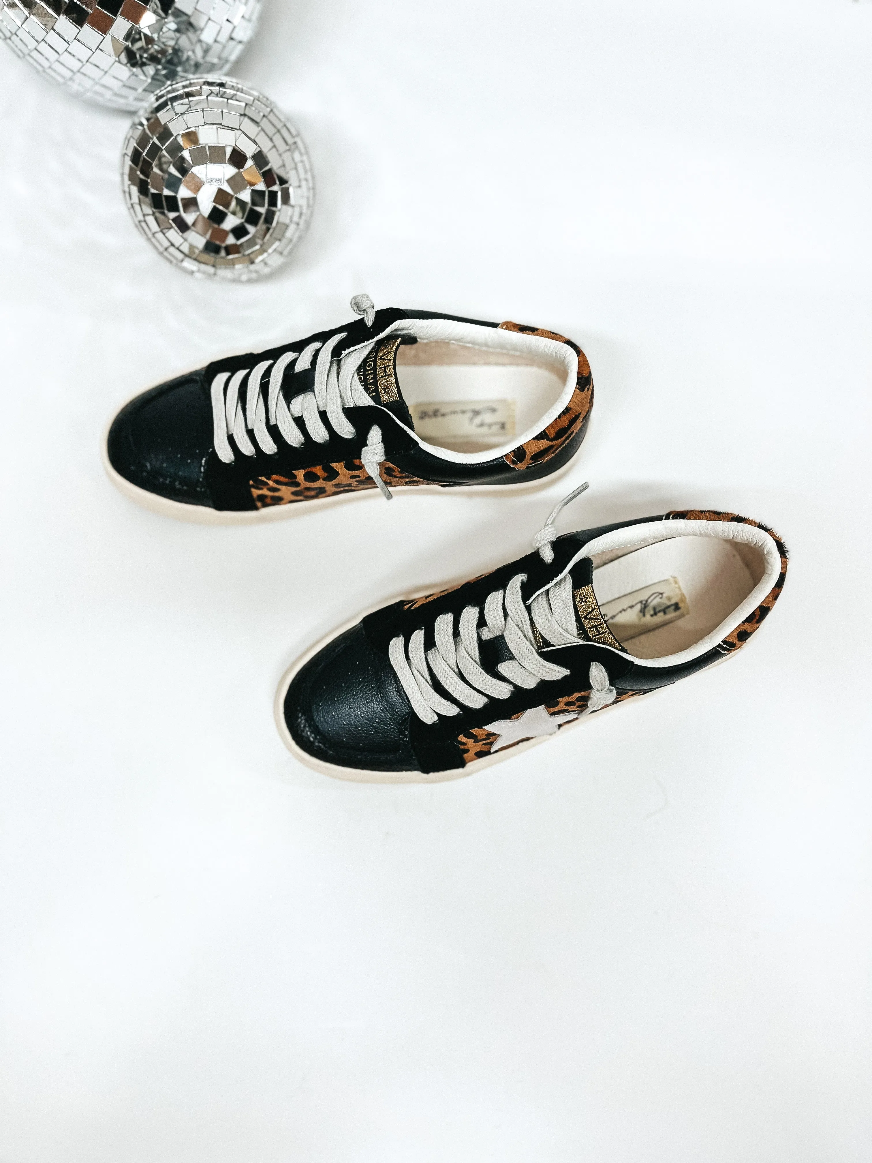 Last Chance Size 6, 6.5 & 11 | Vintage Havana | Elodie Sneakers in Black and Leopard Print