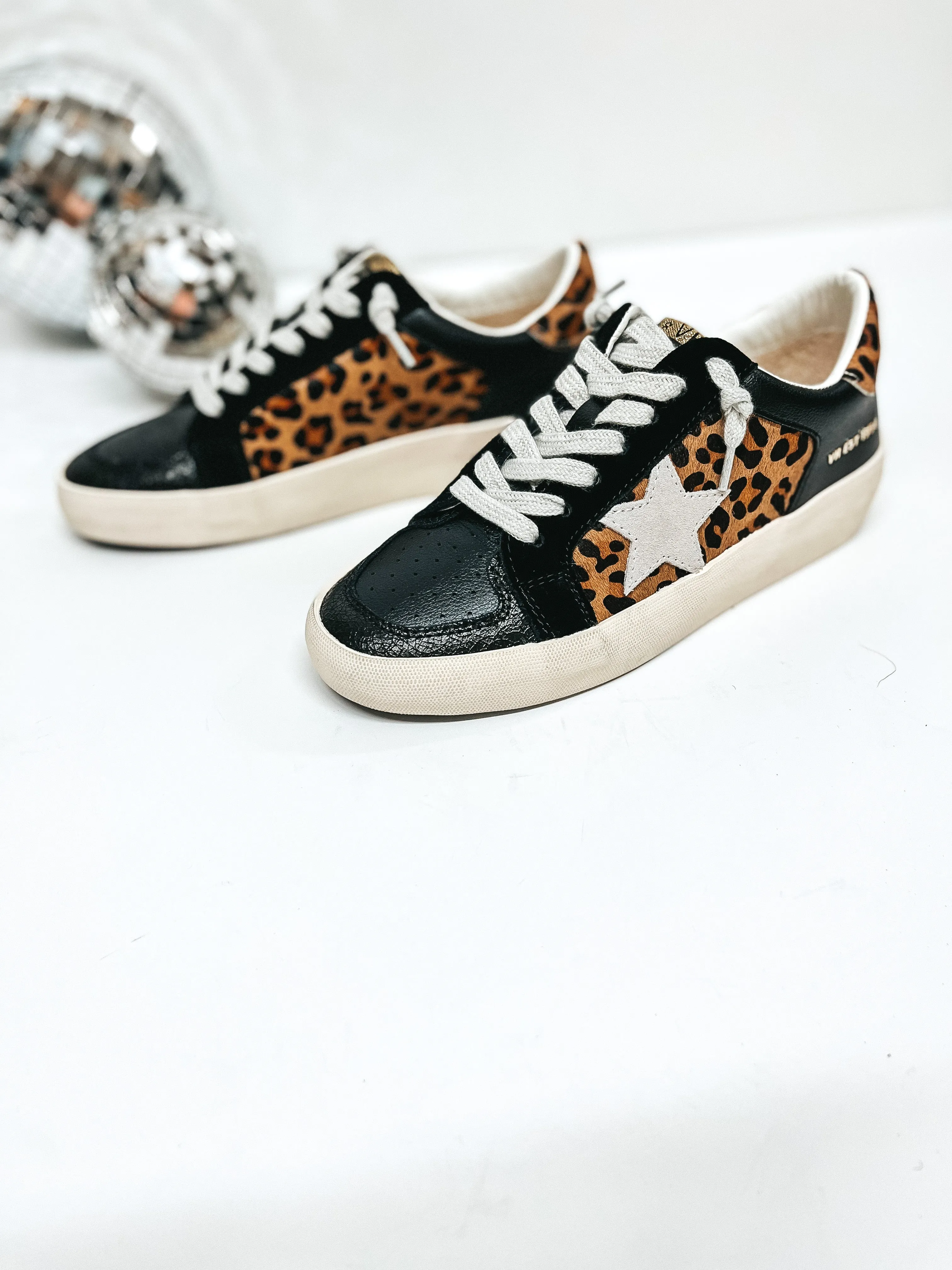 Last Chance Size 6, 6.5 & 11 | Vintage Havana | Elodie Sneakers in Black and Leopard Print