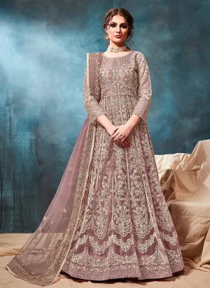 Light Purple Embroidered Wedding Anarkali Suit