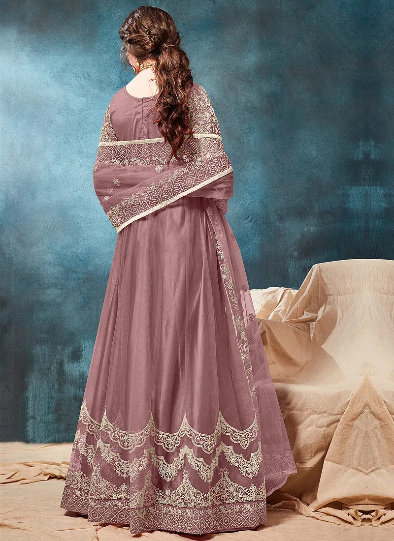 Light Purple Embroidered Wedding Anarkali Suit