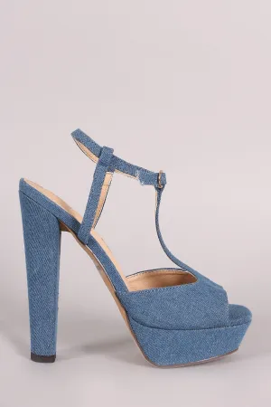 Liliana Ankle Wrap T-Strap Platform Chunky Heel