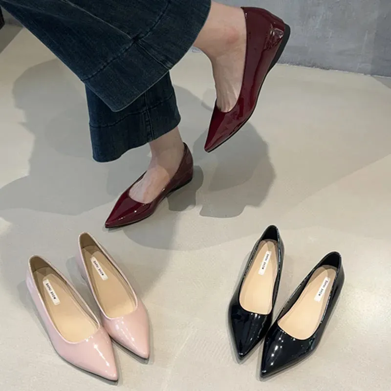 LIZAKOSHT  -  Autumn Women Pointed Toe Women Boat Shoes Fashion Low Wedge Heel Ladies Elegant Ballerinas Shoes Dress Pumps New Shoes Woman New